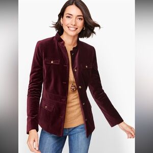 Talbots Women’s Purple‎ Velvet Band Jacket Crest Buttons Patch Pockets 12